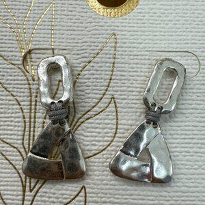 Earrings, Silver Tone, Recycled, Casual, Classic, Streetwear, Minimal, Hammered